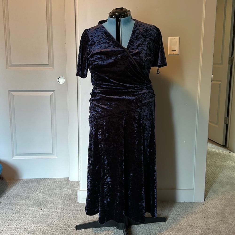 Ralph Lauren Navy blue crushed velvet dress